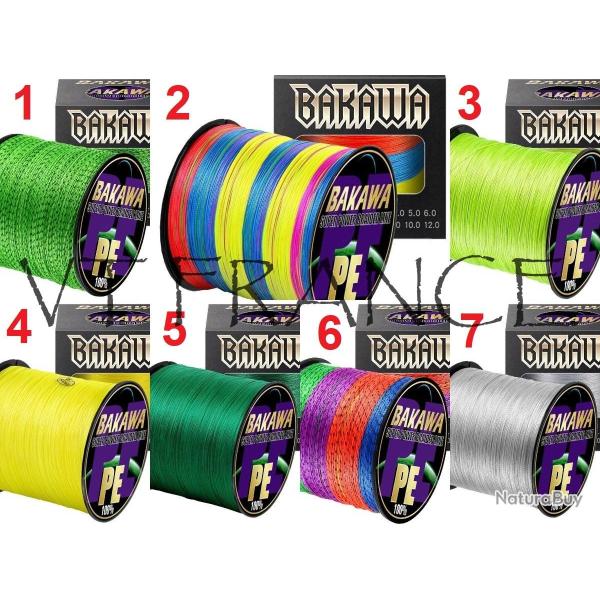 Fil de Peche Multifilament Tresse PE 8 brins 1000m, Couleur: Au Choix, Modele: 0.4mm 26.3kg