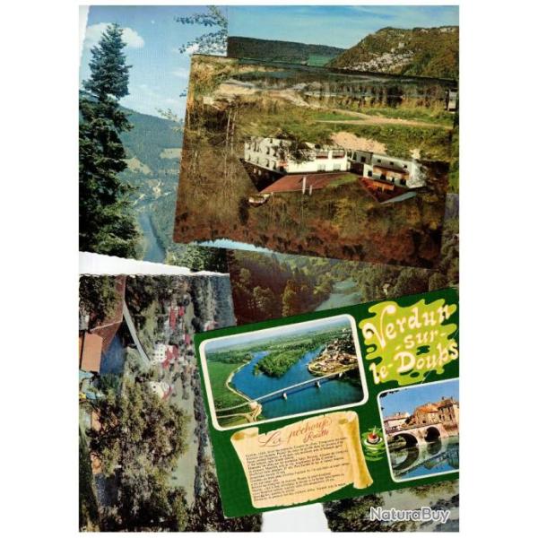 DOUBS - 8 CPM sur le Doubs: rivi�re recette poissons, h�tel Moulin Plain, Goumois, Tr�villers.