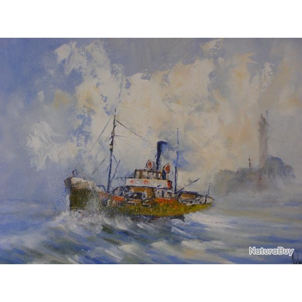 Tableau � l'huile de marine.