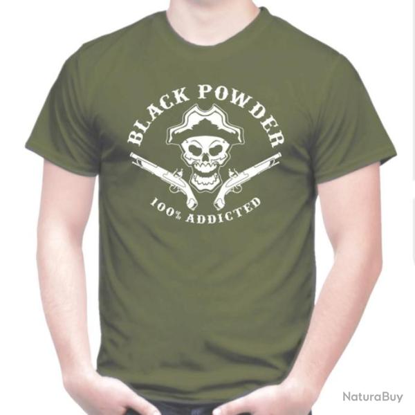 TEE SHIRT  BLACK POWDER - tir pistolet percussion poudre noire poudre noire PN calibre .44 .45 cible