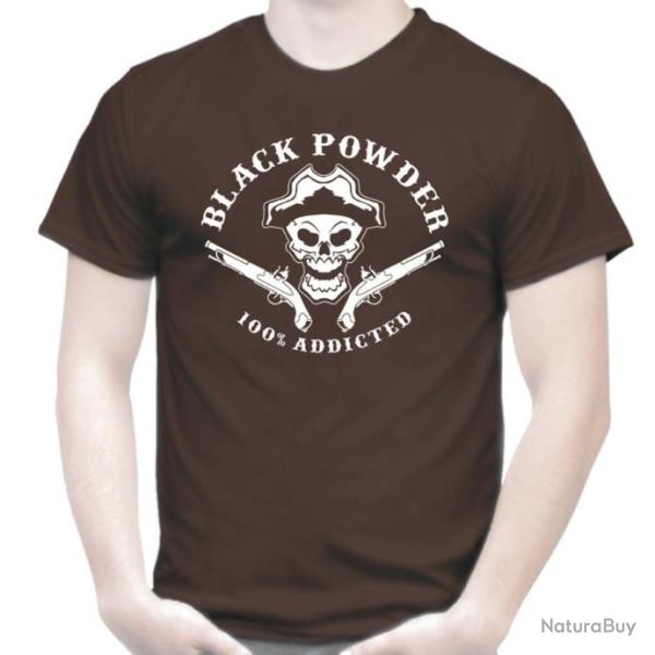 TEE SHIRT  BLACK POWDER  pistolet � amorce percussion poudre noire Rocky Mountain PN calibre .44 .45