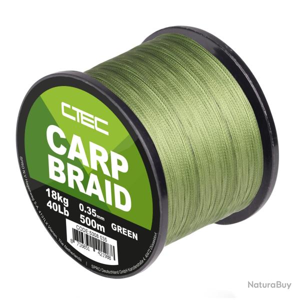 Tresse Carpe C'tec Braid Green 500M 35/100-18KG