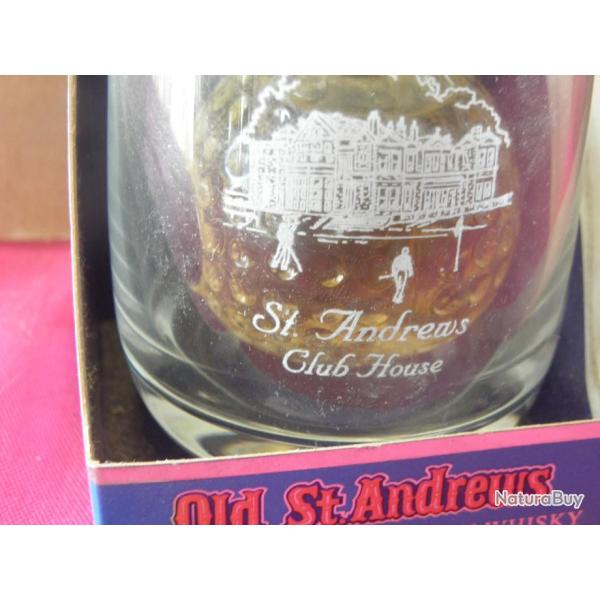 verre souvenir et bouteille de whisky 50ml st andrews terrain de golf