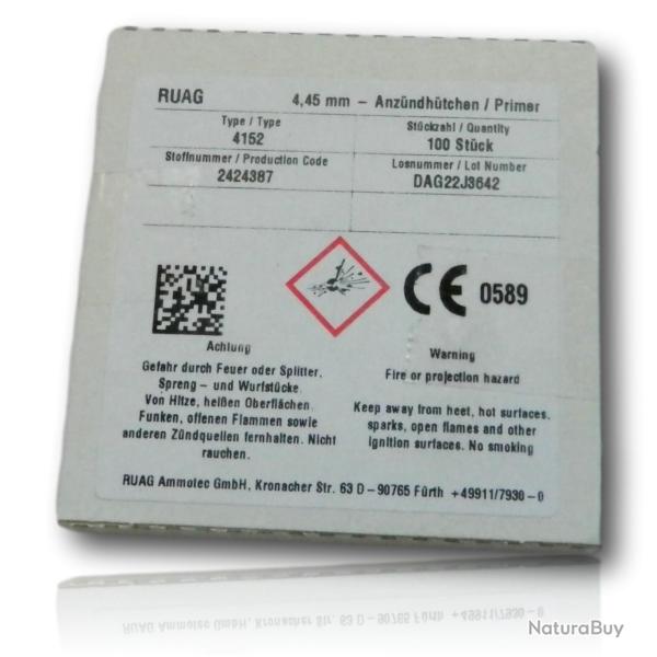 AMORCE SMALL PISTOLE RUAG / GECO LOT 100