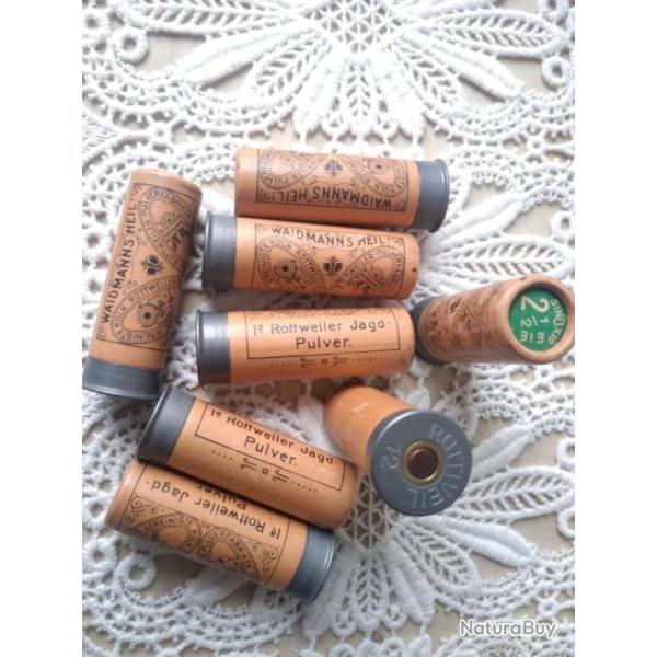 MAGNIFIQUE ET RARE CARTOUCHE DE COLLECTION ALLEMANDE DOUILLE CARTON  (ROTTWEIL)