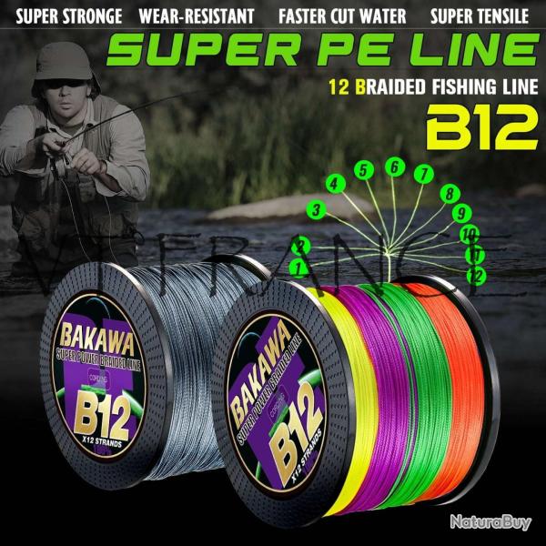 Fil de Peche Multifilament Tresse PE Japon 12 Brins, Couleur: Au Choix, Longueur: 500m, Modele: 0.1