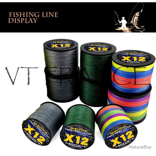 Fil de Peche Multifilament Tresse PE Japon 12 Brins -Au Choix-1000m-0.235mm 20.4kg 20260729082519