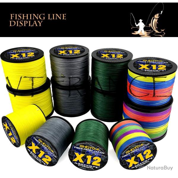 Fil de Peche Multifilament Tresse PE Japon 12 Brins -Au Choix-500m-0.18mm 13.6kg 20260729082519