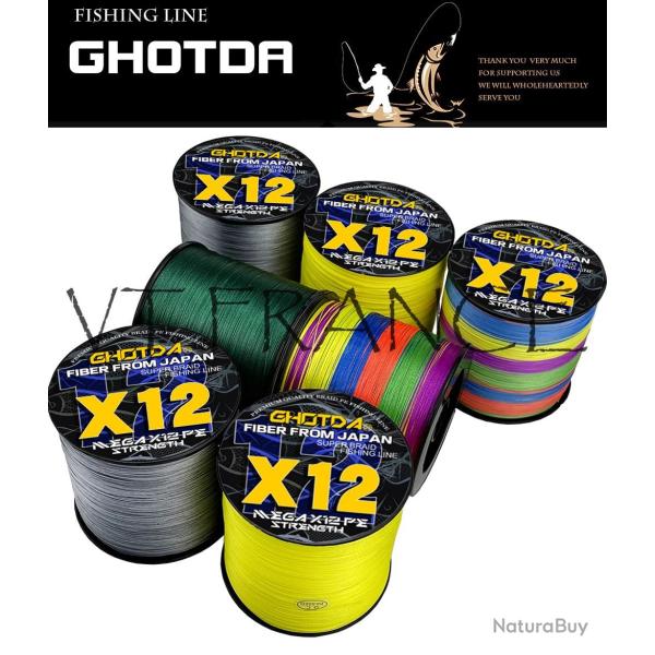 Fil de Peche Multifilament Tresse PE Japon 12 Brins, Couleur: Au Choix, Longueur: 300m, Modele: 0.4