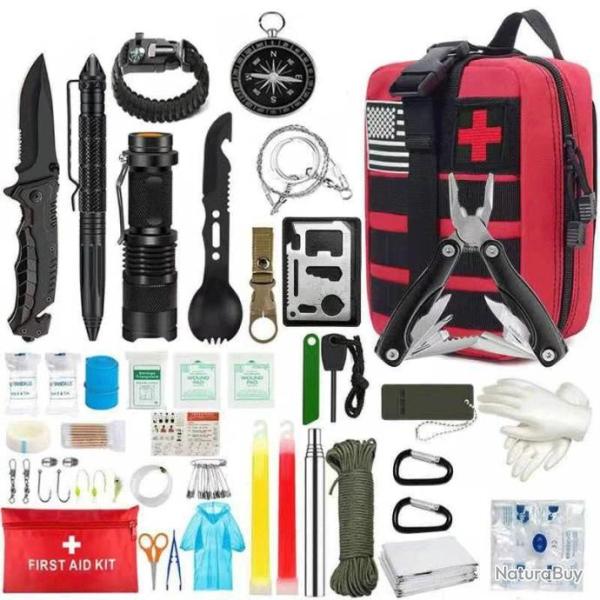 Kit Survie Urgence SOS Plein Air Outil Multifonctions Tactique D�fense Sifflet Camping Chasse P�che