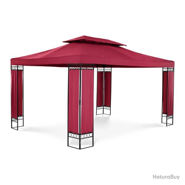 Pergola pavillon barnum tonnelle tente abri gazebo de jardin terrasse beige rouge - 3 x 4 m - 160 g