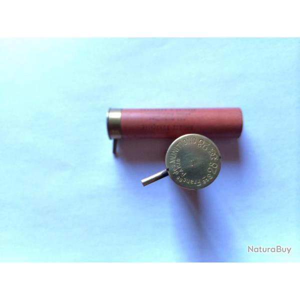 douille cal 28 a broche SOCIETE FRANCAISE DE MUNITIONS anciens etablissements GEVELOT et GAUPILLAT