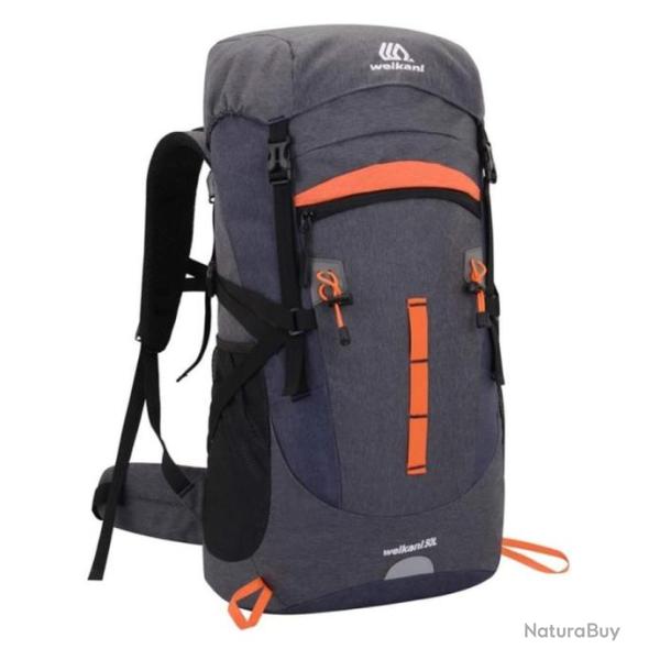 Sac � Dos Tactique Randonn�e 50L Housse de Pluie Imperm�able Chasse P�che Trekking Alpinisme Gris