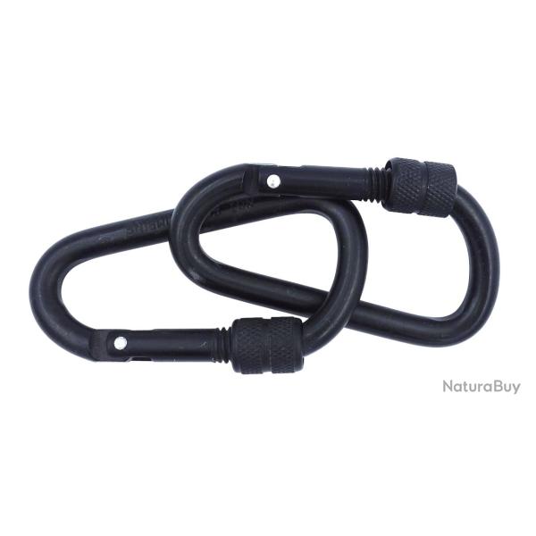Lot de 2 mousquetons Aluminium - 8 cm Noir