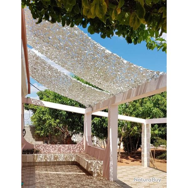 Filet de camouflage renforc� CamoSystems (C�ble Inox) - 80% d'ombrage - Blanc/Gris Blanc 4x5m
