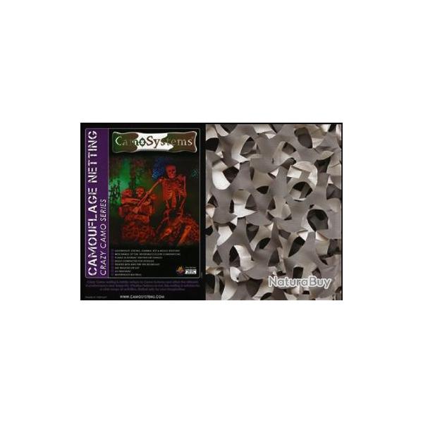 Filet de camouflage Anti-feu "Crazy Camo" - Gris Gris 2,2x3m