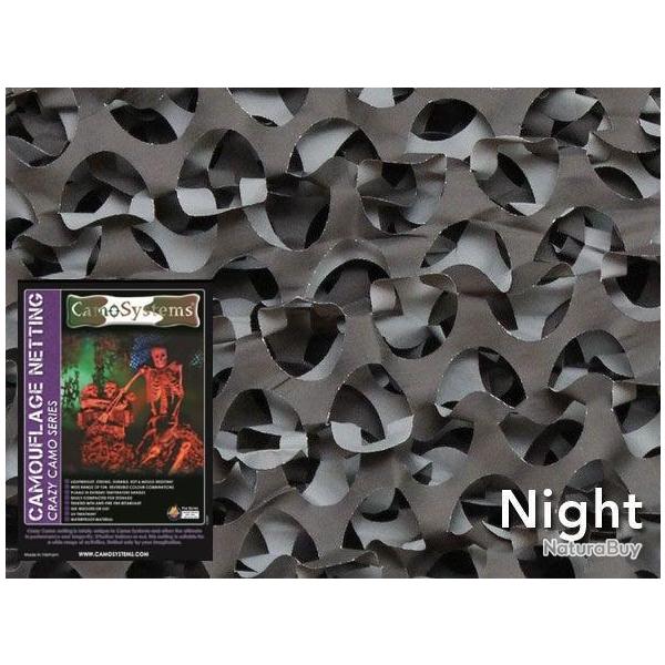Filet de camouflage Anti-feu "Crazy Camo" Noir Noir 2,2x3m