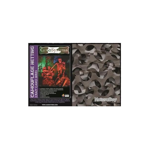 Filet de camouflage Anti-feu "Crazy Camo" - Noir Noir 2,2x3m