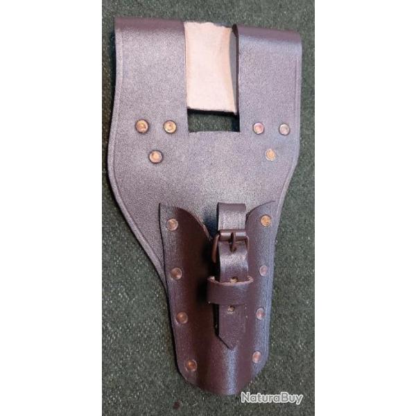 Repro ** Gousset / porte fourreau ** rivet� ** ba�onnette Gras & Lebel rosalie ** Marron **