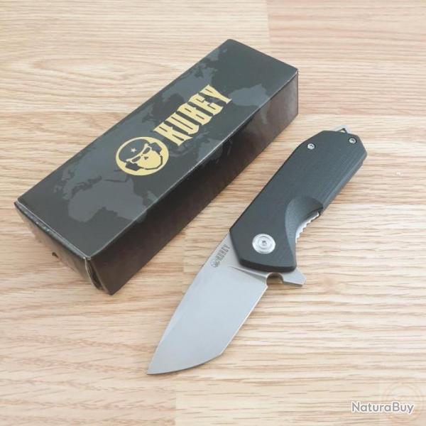 Couteau Kubey Campe Nest Black Manche G10 Lame Acier D2 IKBS Linerlock Clip KUB203A