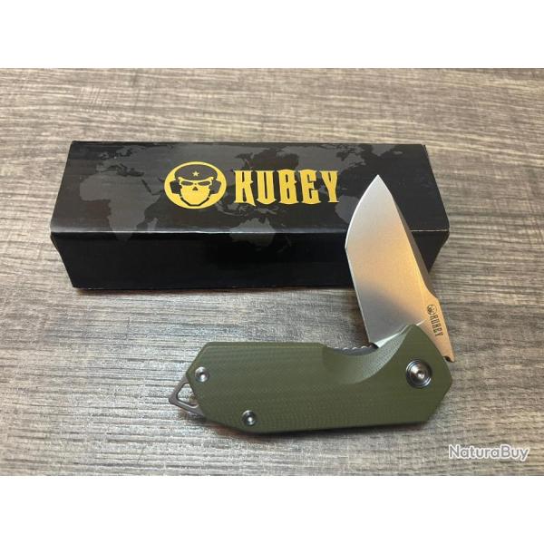 Couteau Kubey Campe Nest Green Manche G10 Lame Acier D2 IKBS Linerlock Clip KUB203B