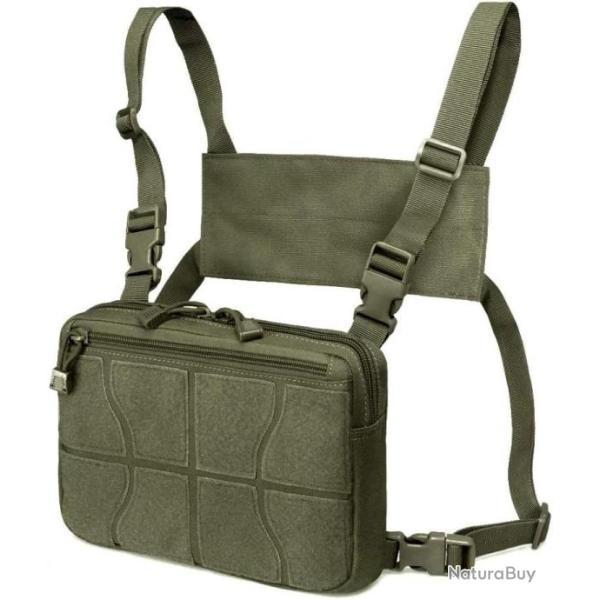 Pochette Tactique Molle Poitrine Tactique Sac de Veste Molle Sacs Pochette Camouflage Harnais KAKI