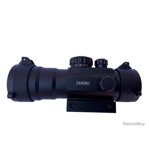 Viseur Electronique  POINT ROUGE 2X40 Couleur vert/rouge -Avec couvercles � charni�res