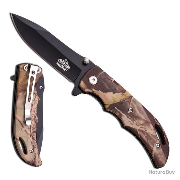 Master cutlery - couteau pliant camouflage manche 10cm lame noire clip - mu-a029 - Camouflage for�t