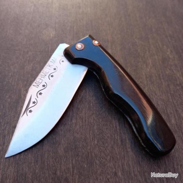 Gros Couteau ARTISANAL de KAHRAMANMARAS par MEHMET K MARAS 2 CLOUS Manche en corne