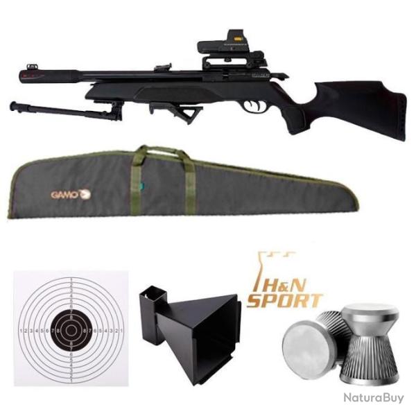PACK-4 GAMO ARROW AR15TACTICAL+ Holographique + BIPIED Cal. 5,5 mm, 19,9 joul  + ( Kit Puissance )
