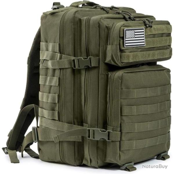 Sac � Dos Militaire Tactique 45L Molle Grande Capacit� Chasse P�che Trekking Randonn�e Escalade Vert