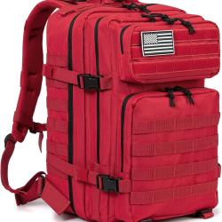 Sac &agrave; Dos Militaire Tactique 45L Grande Capacit&eacute; &Eacute;tanche Molle Chasse P&ecirc;che Randonn&eacute;e Escalade Rouge