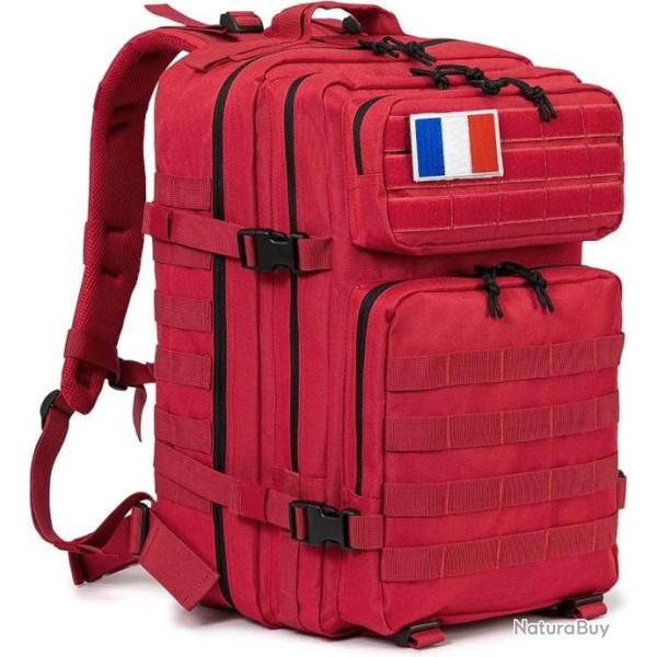 Sac � Dos Militaire Tactique 45L Grande Capacit� Chasse P�che  Trekking Randonn�e Escalade Rouge
