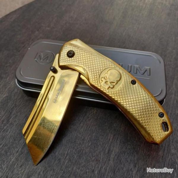 Gros Couteau MAGNUM B�KER GOLDEN SKULL