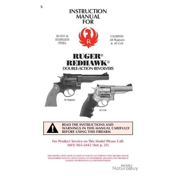 notice RUGER REDHAWK (envoi par mail) - VENDU PAR JEPERCUTE (m1525)