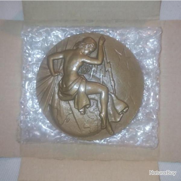 M�daille de table - bronze - syndicat g�n�ral de la construction �lectrique. 1968.