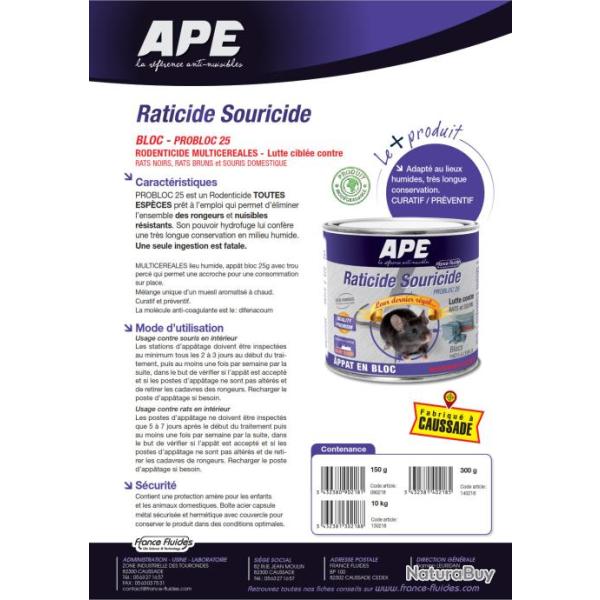 App�t raticide et souricide en cubes Probloc 10kg
