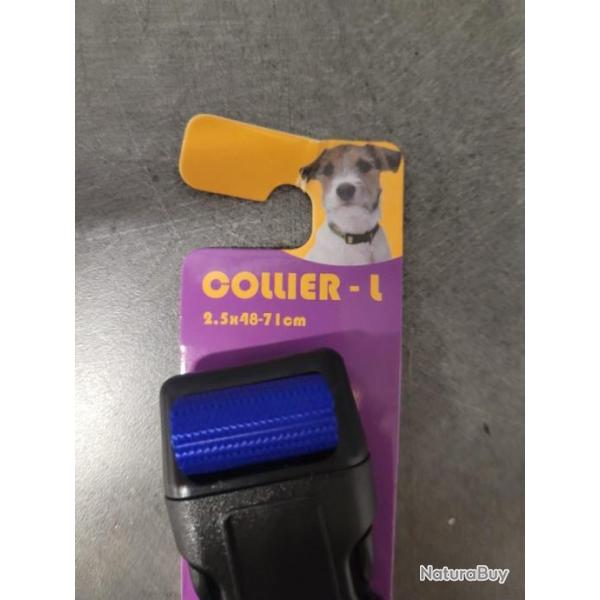 Collier chien bleu taille L