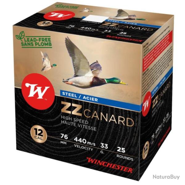 Cartouche WINCHESTER ZZ Canard 12/76 Calibre 12 plomb de 3, 4, 5 et 6 Plomb de 5