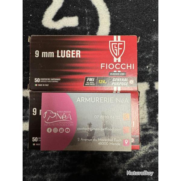 1000 FIOCCHI 9mm PARA FMJ 124GR 