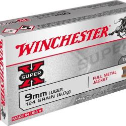 Munitions Winchester 9 mm Luger FULL METAL JACKET FMJ 124 gr