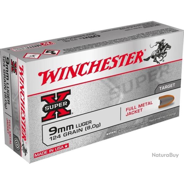 Munitions Winchester 9 mm Luger FULL METAL JACKET FMJ 124 gr