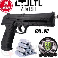 PACK4 D&eacute;fense LTL Alfa 1 .50 + 100 billes + 10 recharges CO2 LIV GRATIS