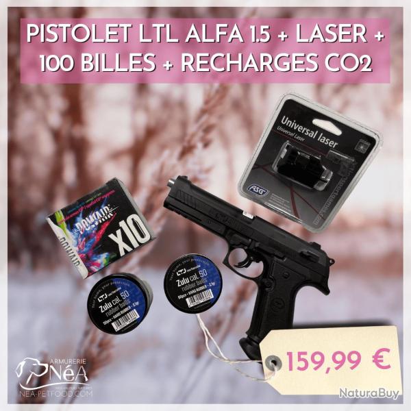 LASER LTL Alfa 1 .50 + LASER + 100 billes + 10 recharges CO2 