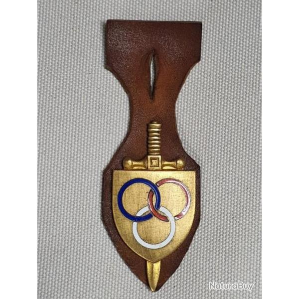 Insigne Militaire pe Bouclier Glaive 3 Anneaux Bleu Blanc Rouge Brevet Aide Moniteur ducation