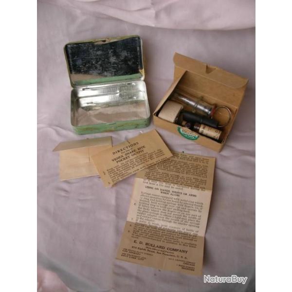 WW2 US KIT ANTI VENIN AM�RICAIN INCOMPLET AVEC NOTICE  " BULLARD " CIVILE 1937-1945