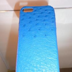 Coque Autruche Veritable pour iPhone 5/5s/5se-Bleu Blue
