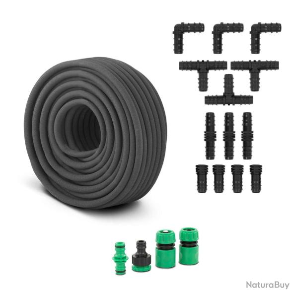 Tuyau poreux - 50 m - avec raccord pour robinet, embouts et connecteurs arrosage jardin 14_0007433