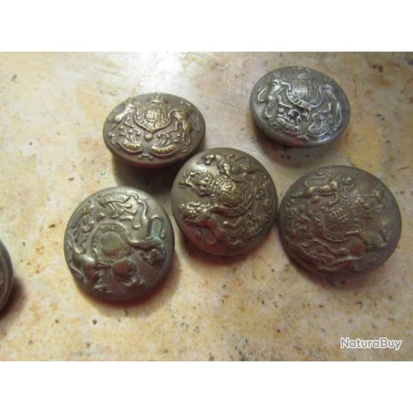 lot 5 boutons veste GB cap badge Anglais ww1 ww2 premi�re seconde guerre Britannique