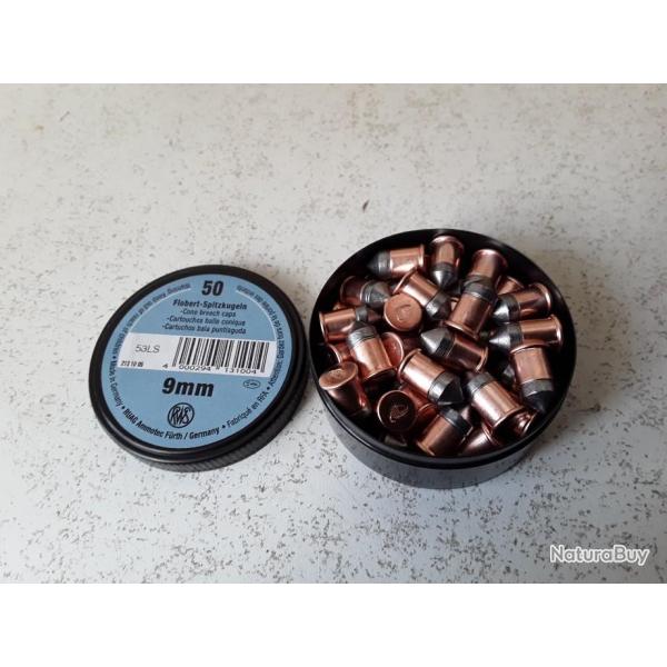 BOITES DE 50 BALLES RWS  9 MM BALLE CONIQUE - PROMO!